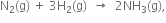 straight N subscript 2 left parenthesis straight g right parenthesis space plus space 3 straight H subscript 2 left parenthesis straight g right parenthesis space space rightwards arrow space space 2 NH subscript 3 left parenthesis straight g right parenthesis comma

