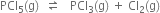 PCl subscript 5 left parenthesis straight g right parenthesis space space rightwards harpoon over leftwards harpoon space space space PCl subscript 3 left parenthesis straight g right parenthesis space plus space Cl subscript 2 left parenthesis straight g right parenthesis