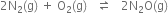 2 straight N subscript 2 left parenthesis straight g right parenthesis space plus space straight O subscript 2 left parenthesis straight g right parenthesis space space space rightwards harpoon over leftwards harpoon space space space 2 straight N subscript 2 straight O left parenthesis straight g right parenthesis