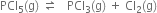 PCl subscript 5 left parenthesis straight g right parenthesis space rightwards harpoon over leftwards harpoon space space space PCl subscript 3 left parenthesis straight g right parenthesis space plus space Cl subscript 2 left parenthesis straight g right parenthesis