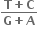 fraction numerator bold T bold plus bold C over denominator bold G bold plus bold A end fraction