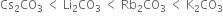 Cs subscript 2 CO subscript 3 space less than space Li subscript 2 CO subscript 3 space less than space Rb subscript 2 CO subscript 3 space less than space straight K subscript 2 CO subscript 3