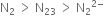 straight N subscript 2 space greater than space straight N subscript 23 space greater than space straight N subscript 2 to the power of 2 minus end exponent