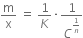 straight m over straight x space equals space 1 over K times 1 over C to the power of 1 over n end exponent