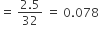 equals space fraction numerator 2.5 over denominator 32 end fraction space equals space 0.078