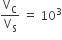 straight V subscript straight C over straight V subscript straight S space equals space 10 cubed