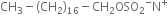 CH subscript 3 minus left parenthesis CH subscript 2 right parenthesis subscript 16 minus CH subscript 2 OSO subscript 2 straight N presuperscript minus superscript plus