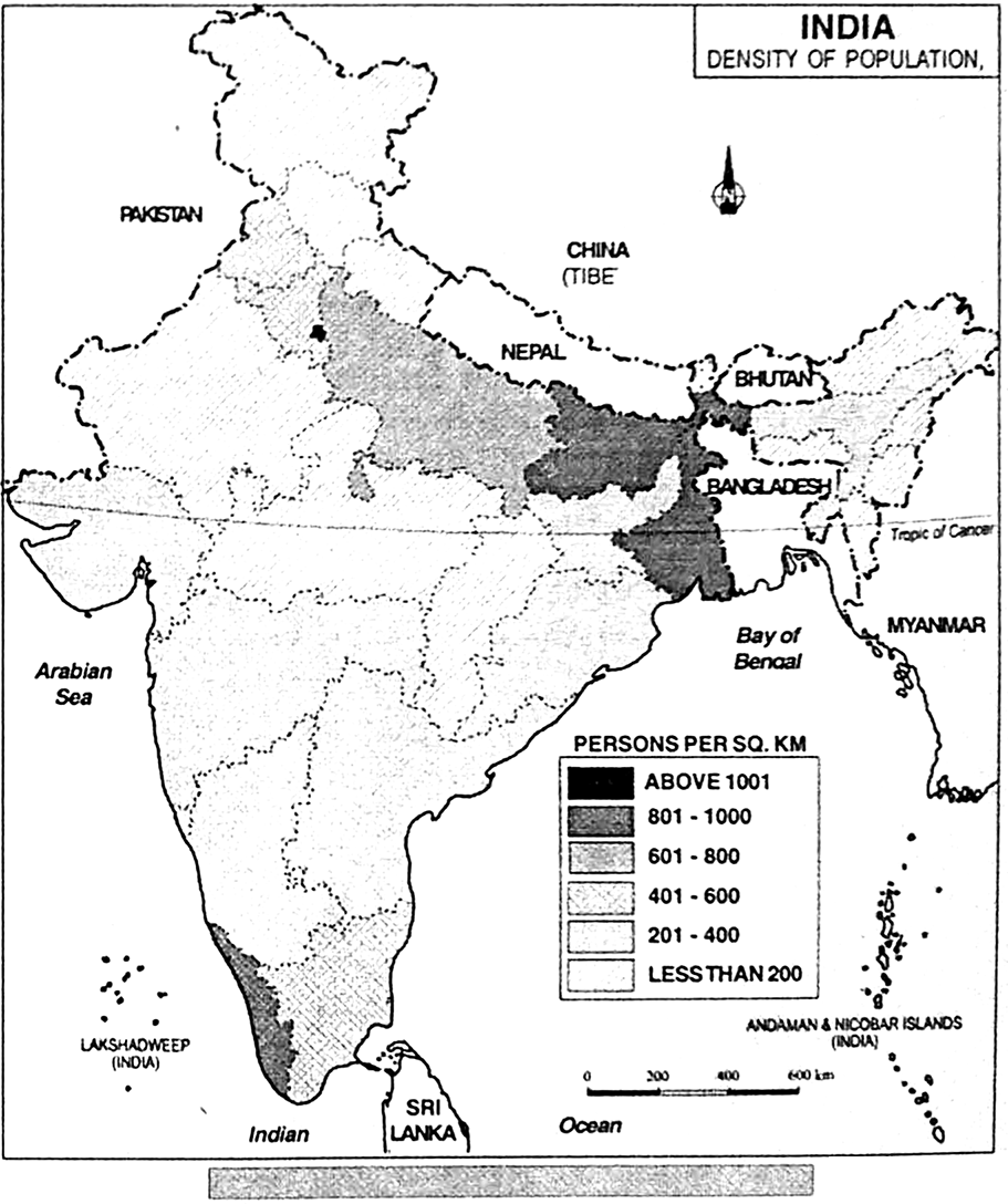 Discuss the spatial pattern of density of population in India. - Zigya