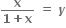 fraction numerator bold x over denominator bold 1 bold plus bold x end fraction bold space bold equals bold space bold italic y