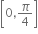 open square brackets 0 comma pi over 4 close square brackets