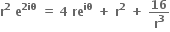 bold r to the power of bold 2 bold space bold e to the power of bold 2 bold iθ end exponent bold space bold equals bold space bold 4 bold space bold re to the power of bold iθ bold space bold plus bold space bold r to the power of bold 2 bold space bold plus bold space bold 16 over bold r to the power of bold 3