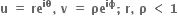 bold u bold space bold equals bold space bold re to the power of bold iθ bold comma bold space bold v bold space bold equals bold space bold ρe to the power of bold iϕ bold semicolon bold space bold r bold comma bold space bold rho bold space bold less than bold space bold 1