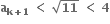 bold a subscript bold k bold plus bold 1 end subscript bold space bold less than bold space square root of bold 11 bold space bold less than bold space bold 4