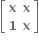 open square brackets table row bold x bold x row bold 1 bold x end table close square brackets