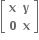 open square brackets table row bold x bold y row bold 0 bold x end table close square brackets