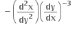 bold space bold minus open parentheses fraction numerator bold d to the power of bold 2 bold x over denominator bold dy to the power of bold 2 end fraction close parentheses open parentheses bold dy over bold dx close parentheses to the power of bold minus bold 3 end exponent bold space bold space