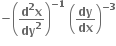 bold minus open parentheses fraction numerator bold d to the power of bold 2 bold x over denominator bold dy to the power of bold 2 end fraction close parentheses to the power of bold minus bold 1 end exponent bold space open parentheses bold dy over bold dx close parentheses to the power of bold minus bold 3 end exponent