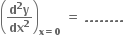 open parentheses fraction numerator bold d to the power of bold 2 bold y over denominator bold dx to the power of bold 2 end fraction close parentheses subscript bold x bold equals bold 0 end subscript bold space bold equals bold space bold. bold. bold. bold. bold. bold. bold. bold.