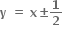 bold y bold space bold equals bold space bold x bold plus-or-minus bold 1 over bold 2