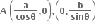 bold A bold space open parentheses bold a over bold cosθ bold comma bold 0 close parentheses bold comma open parentheses bold 0 bold comma bold b over bold sinθ close parentheses