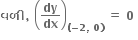 bold વળ ી bold comma bold space open parentheses bold dy over bold dx close parentheses subscript bold left parenthesis bold minus bold 2 bold comma bold space bold 0 bold right parenthesis end subscript bold space bold equals bold space bold 0 bold space