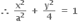 bold therefore bold space bold x to the power of bold 2 over bold a to the power of bold 2 bold space bold plus bold space bold y to the power of bold 2 over bold 4 bold space bold equals bold space bold 1