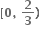 bold left square bracket bold 0 bold comma bold space bold 2 over bold 3 bold right parenthesis