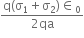 fraction numerator straight q left parenthesis straight sigma subscript 1 plus straight sigma subscript 2 right parenthesis element of subscript 0 over denominator 2 qa end fraction