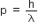 straight p space equals space straight h over straight lambda