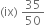 left parenthesis ix right parenthesis space 35 over 50