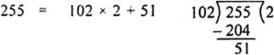 
Given integers are 867 and 255.
Clearly 867 > 255
Therefore, by ap