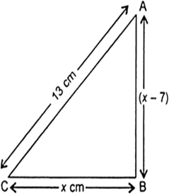 
Let the base (BC) of the right triangle = x cmSo, altitude (AB) = (x 