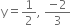 straight y equals 1 half comma space fraction numerator negative 2 over denominator 3 end fraction