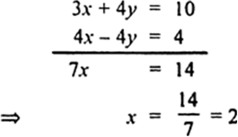 
Elimination Method :(i)    x + y = 5    ...(i)2x - 3y = 4   ?