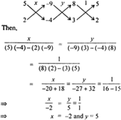 Solve The Following Pair Of Linear Equations By The Substitution And Cross Multiplication Methods 8x 5y 9 3x 2y 4 Zigya