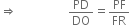 rightwards double arrow space space space space space space space space space space space space space space space space space PD over DO equals PF over FR