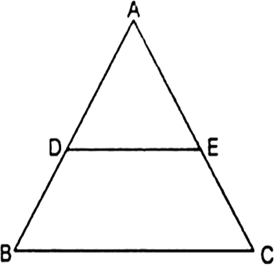 
Given a ∆ABC such that D is the mid point of AB and DE || BC.To Pro