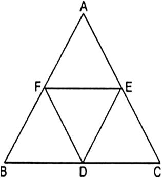 
Given: ∆ABC in which D, E and F are the mid points of the sides BC,