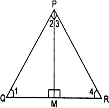 
In triangle PQR,∵ ∠P = 90°    [Given]⇒    ∠2 + ∠3 = 