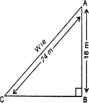 
In right triangle ABC, we haveAC2 = AB2 + BC2[By Pythagoras theorem