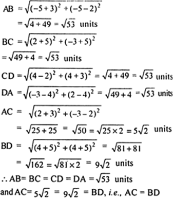 Show That A 3 2 B 5 5 C 2 3 And D 4 4 Arc The Vertices Of A Rhombus From Mathematics Coordinate Geometry Class 10 Cbse