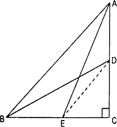 
Given : A right triangle ABC, right angled at C. D and E are points o