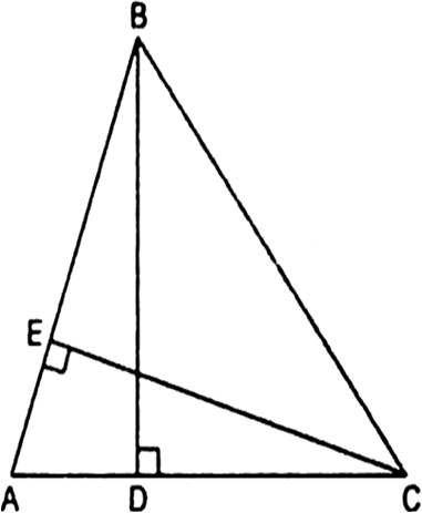 
In ∆ABD and ∆AEC, we have∠ADB = ∠AEC[Each equal to 90°]∠BA