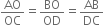 AO over OC equals BO over OD equals AB over DC