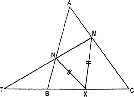 Let X Be Any Point On The Side Of A Triangle Abc If Xm Are Drawn Parallel To Ba And Ca Meeting Ca Ba In M And N Respectively Mn