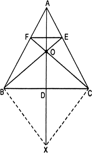 
Given: D is the mid point of BC as well as OX. CO and BO intersects e