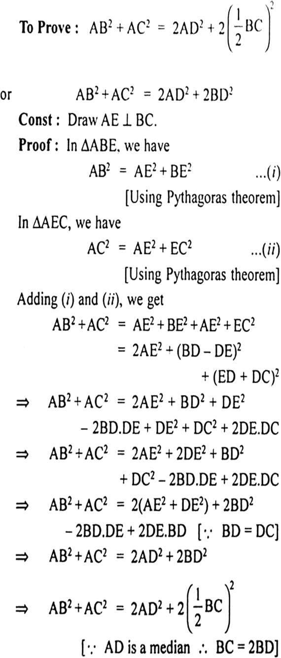 
Given: A triangle ABC in which AD is a median
