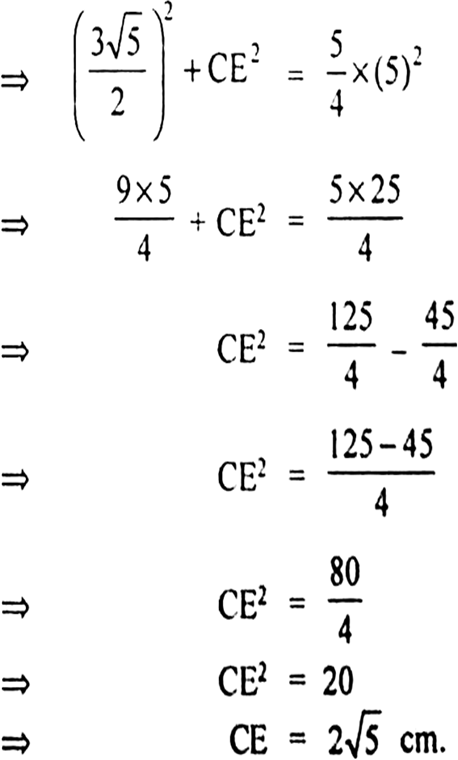 
Given: A triangle ABC right angled at B. AD and CE and medians drawn 