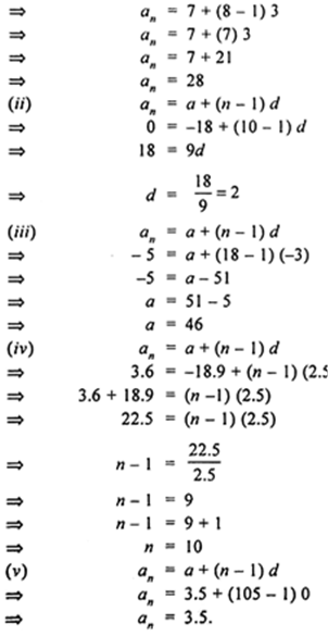 
  (i)                      an = a + (n - 1)d
