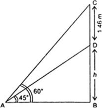 
Let hetght of the pedestal BD be h metres, and angle of elevation of 